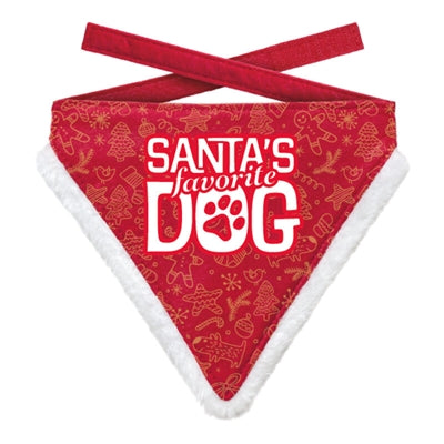Plenty Gifts Kerst Bandana Santa's Favorite Dog Poot Rood